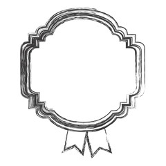 monochrome sketch of rounded frame with two ribbons vector illustration