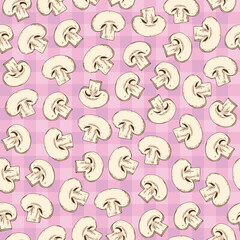 Mushroom Slices Seamless Pattern
