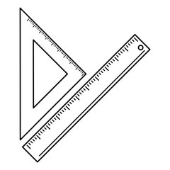 triangle ruler measuring school thin line vector illustration eps 10