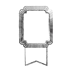 monochrome sketch of rectangular frame with wide ribbon vector illustration
