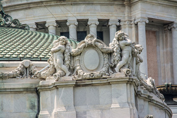 The Ananta Samakhom Throne Hall. European style building. The only marble statue in Bangkok Thailand which is constructed of white marble from Italy.