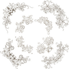 Vector spring blossoms vintage corners.