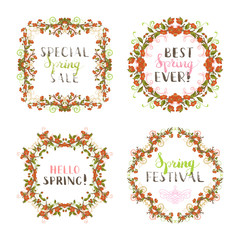 Vector set of spring floral frames.