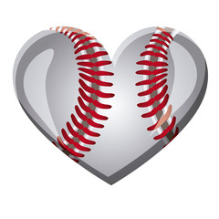 white background of heart with texture of baseball ball vector illustration