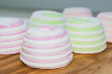 Marshmallows from natural fruits closeup 