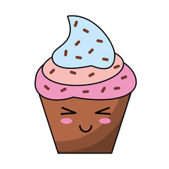 kawaii cupcake sweet dessert vector illustration eps 10