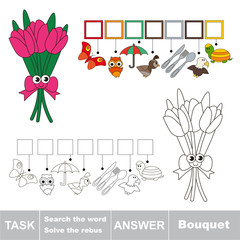 Search the hidden word, the simple educational kid game.