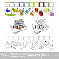 Search the hidden word, the simple educational kid game.