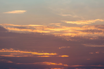 Dramatic sky with cloud at sunset.