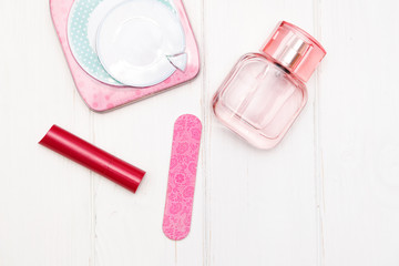 Pink box, cream and perfume