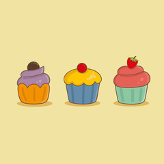 cute three cupcakes