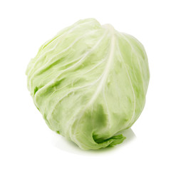 Green cabbage isolated on white background.