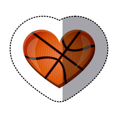 background sticker of heart with texture of basketball ball vector illustration