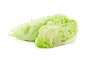 Crisphead lettuce isolated on the white background.
