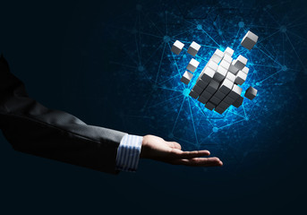 Idea of new technologies and integration presented by cube figure