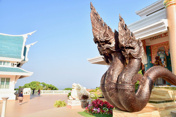 Naga Sculpture at the Entrance of Wat Pa Phu Kon
