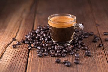 coffee on the wooden background, coffee background concept.