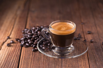 coffee on the wooden background, coffee background concept.