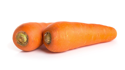 Fresh carrot on the white background.