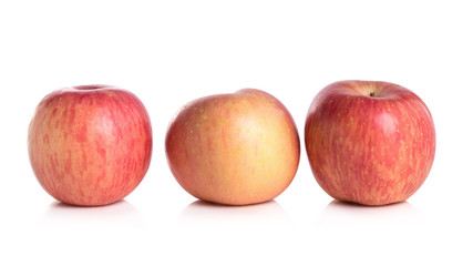 Apple and a half close-up view isolated on white background.