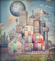 Poster Surreale Stadt mit Märchenpalast © Rosario Rizzo
