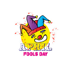  April Fools Day lettering text for greeting card. 1 April Fools Day