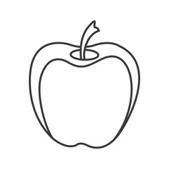 monochrome contour with apple fruit vector illustration