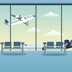 waiting room airport plane vector illustration eps 10