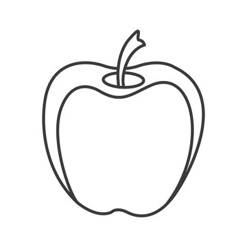 monochrome contour with apple fruit vector illustration
