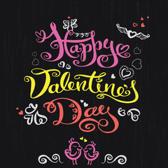 Fototapeta na wymiar Happy valentines day handwritten text