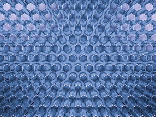 Fototapeta premium Hexagon abstract glass blue background. 3D rendering
