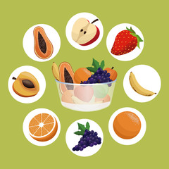 healthy fruit bowl diet eating vector illustration eps 10