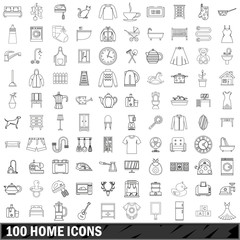 Obraz na płótnie Canvas 100 home icons set, outline style