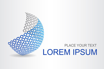 Fototapeta premium Logo stylized spherical surface with abstract shapes