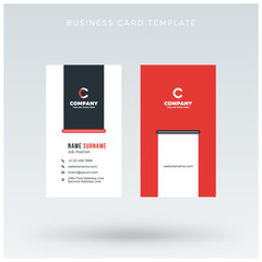 Modern Creative Vertical Red Business Card Template. Flat Design Vector Illustration. Stationery Design