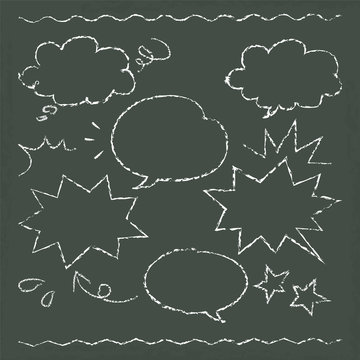 hand drawn speech balloon illustration on blackboard