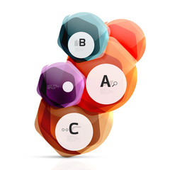 Glass color hexagons. Glossy plastic hexagon design with text