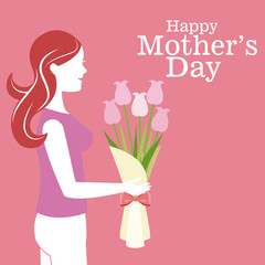 happy mothers day - mother bouquet flowers vector illustration eps 10