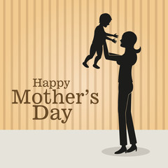 happy mothers day- mom holding baby vector illustration eps 10