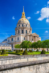 Paris with Les Invalides during spring time, famous landmark in France