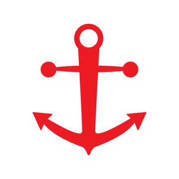 anchor icon red color isolated vector