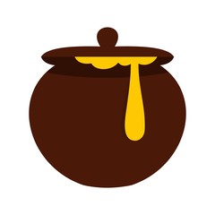 Honey pot icon, flat style