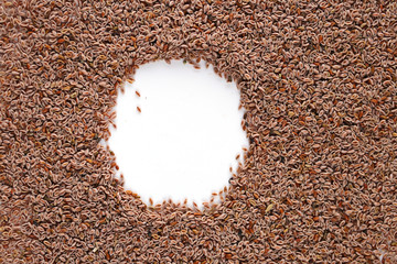 Seeds of wild Indian psyllium on a light background and space for text