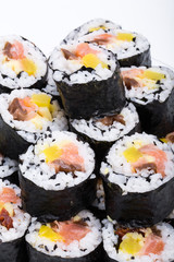  sushi fresh maki rolls isolated on white background