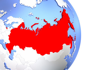 Russia on elegant modern 3D globe