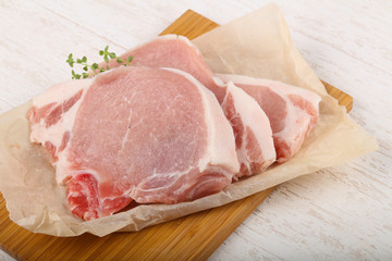 Raw pork steak