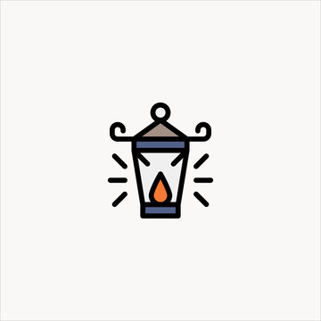 oil lamp icon flat design