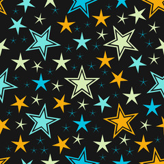 Abstract star seamless pattern background. Modern stylish ornament stars texture. Different shapes. Can be used for wallpaper, pattern fills, web page background, textile. Vector illustration