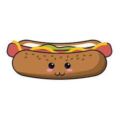 kawaii hot dog fast food vector illustration eps 10