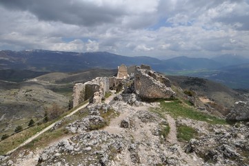 Rocca Calascio, a mountaintop fortress in Abruzzo, Italy